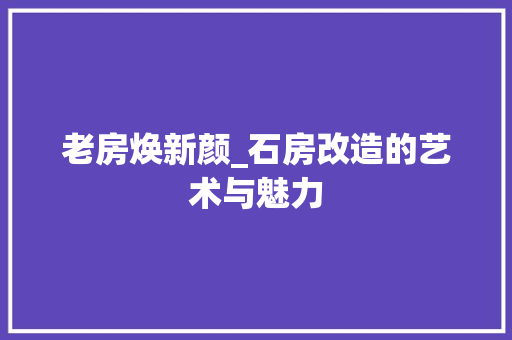 老房焕新颜_石房改造的艺术与魅力 家电维修