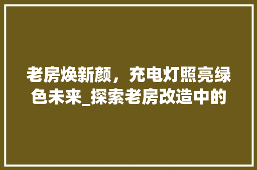 老房焕新颜，充电灯照亮绿色未来_探索老房改造中的照明革新
