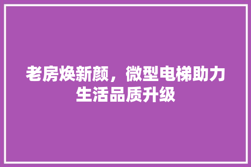 老房焕新颜，微型电梯助力生活品质升级