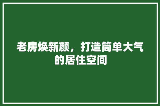 老房焕新颜，打造简单大气的居住空间