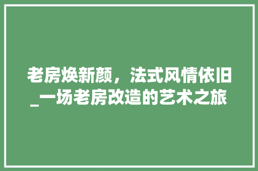 老房焕新颜，法式风情依旧_一场老房改造的艺术之旅