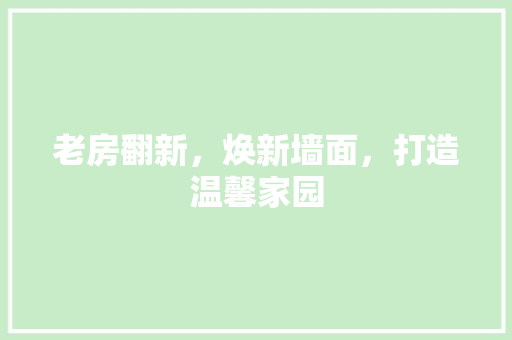 老房翻新，焕新墙面，打造温馨家园