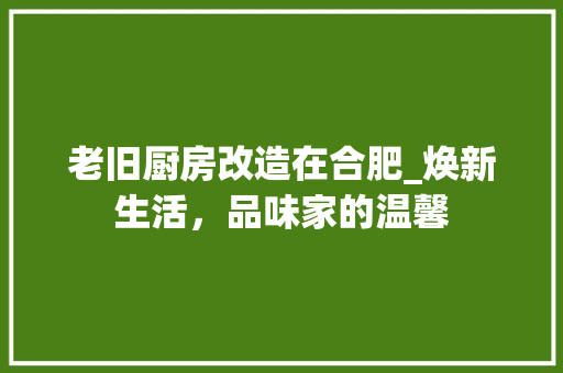 老旧厨房改造在合肥_焕新生活，品味家的温馨