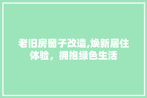 老旧房窗子改造,焕新居住体验，拥抱绿色生活
