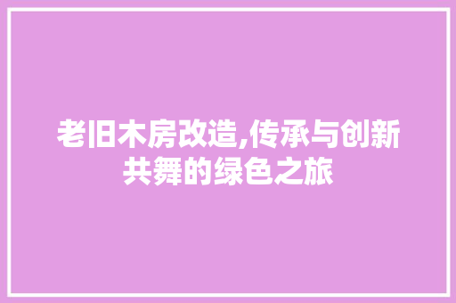 老旧木房改造,传承与创新共舞的绿色之旅