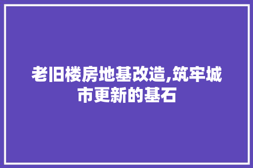 老旧楼房地基改造,筑牢城市更新的基石