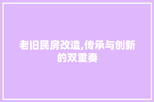 老旧民房改造,传承与创新的双重奏