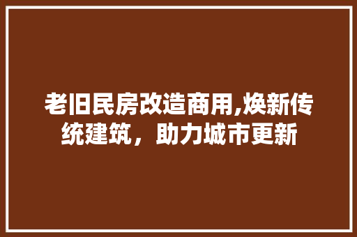老旧民房改造商用,焕新传统建筑，助力城市更新