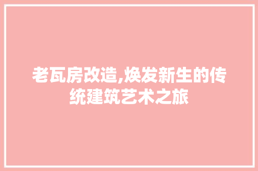 老瓦房改造,焕发新生的传统建筑艺术之旅