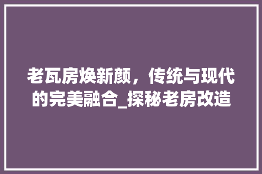 老瓦房焕新颜，传统与现代的完美融合_探秘老房改造别墅的奇迹