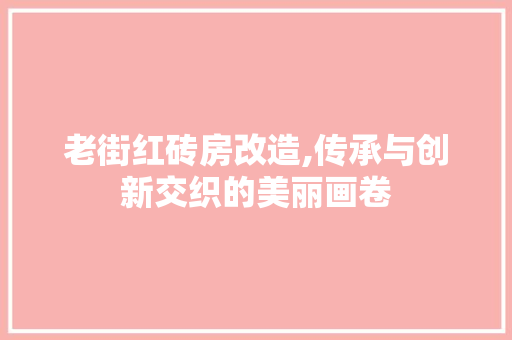 老街红砖房改造,传承与创新交织的美丽画卷