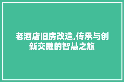 老酒店旧房改造,传承与创新交融的智慧之旅