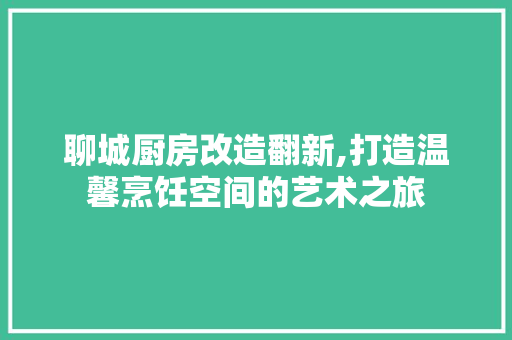 聊城厨房改造翻新,打造温馨烹饪空间的艺术之旅