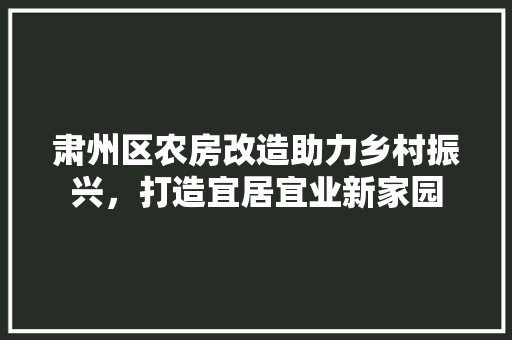 肃州区农房改造助力乡村振兴，打造宜居宜业新家园