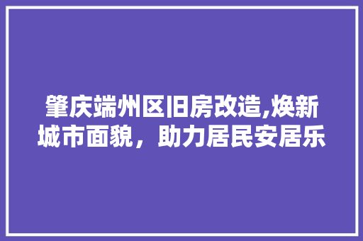 肇庆端州区旧房改造,焕新城市面貌，助力居民安居乐业 家电维修