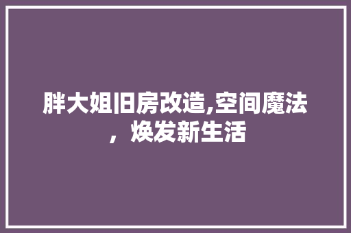 胖大姐旧房改造,空间魔法，焕发新生活