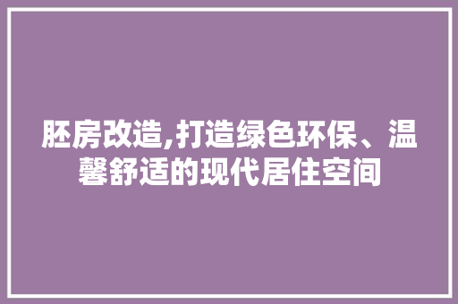 胚房改造,打造绿色环保、温馨舒适的现代居住空间