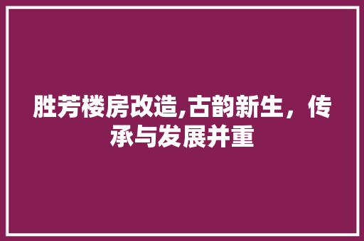 胜芳楼房改造,古韵新生，传承与发展并重
