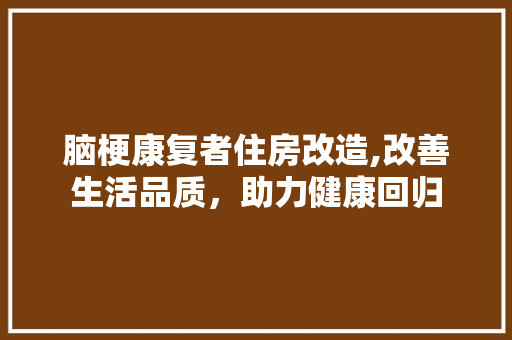 脑梗康复者住房改造,改善生活品质，助力健康回归
