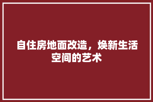 自住房地面改造，焕新生活空间的艺术 综合便民