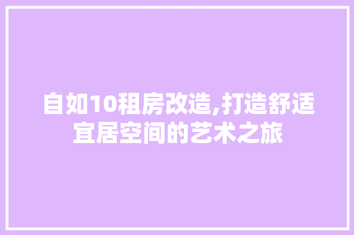 自如10租房改造,打造舒适宜居空间的艺术之旅 汽车维修