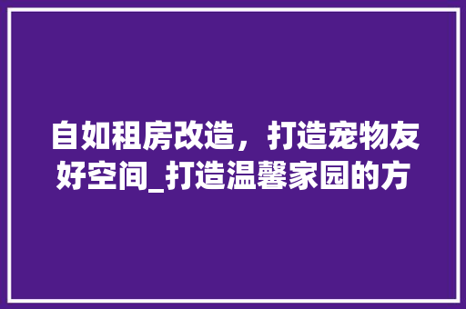 自如租房改造，打造宠物友好空间_打造温馨家园的方法