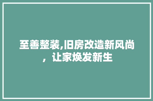 至善整装,旧房改造新风尚，让家焕发新生