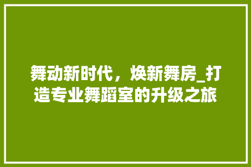 舞动新时代，焕新舞房_打造专业舞蹈室的升级之旅