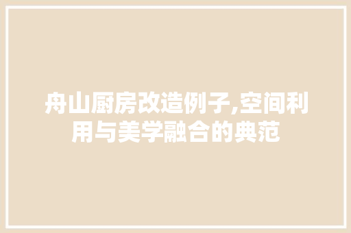 舟山厨房改造例子,空间利用与美学融合的典范