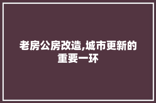 老房公房改造,城市更新的重要一环