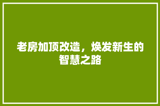 老房加顶改造，焕发新生的智慧之路