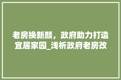 老房换新颜，政府助力打造宜居家园_浅析政府老房改造名单背后的民生情怀 墙体维修