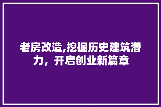 老房改造,挖掘历史建筑潜力，开启创业新篇章