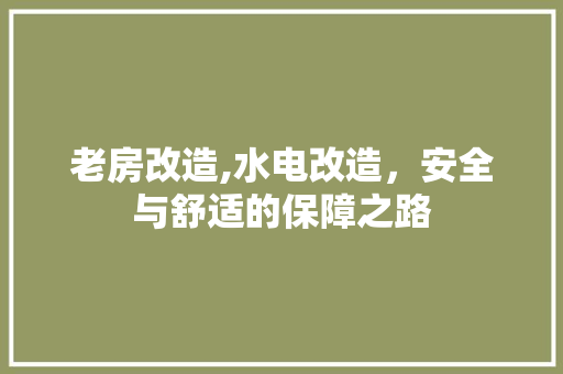 老房改造,水电改造，安全与舒适的保障之路 综合便民