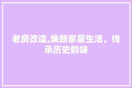 老房改造,焕新家居生活，传承历史韵味