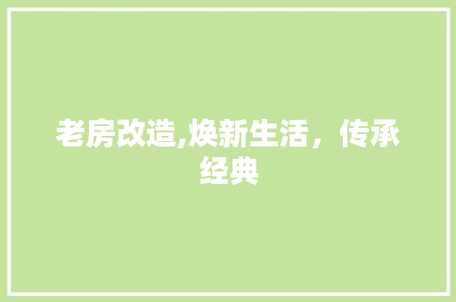 老房改造,焕新生活，传承经典
