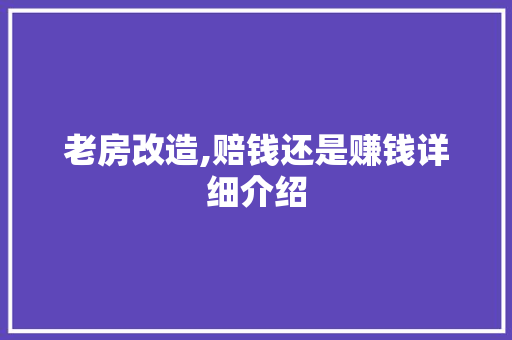 老房改造,赔钱还是赚钱详细介绍