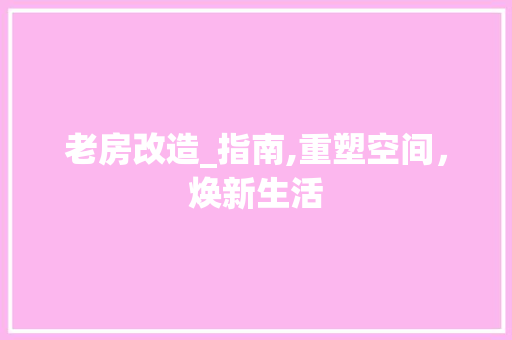 老房改造_指南,重塑空间，焕新生活