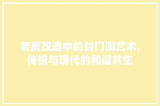 老房改造中的封门洞艺术,传统与现代的和谐共生