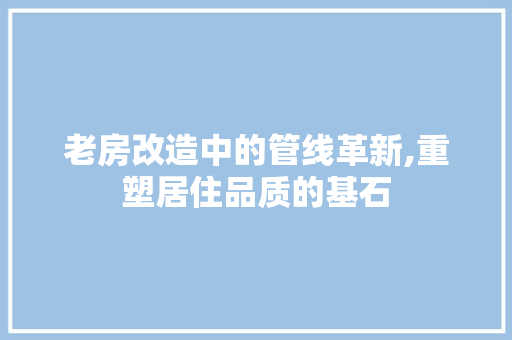 老房改造中的管线革新,重塑居住品质的基石