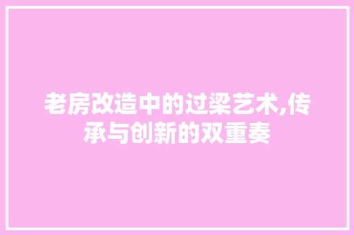 老房改造中的过梁艺术,传承与创新的双重奏