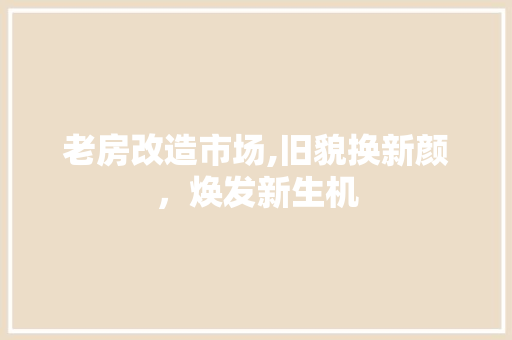 老房改造市场,旧貌换新颜，焕发新生机