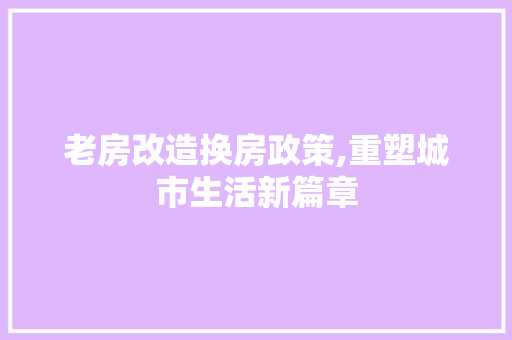 老房改造换房政策,重塑城市生活新篇章
