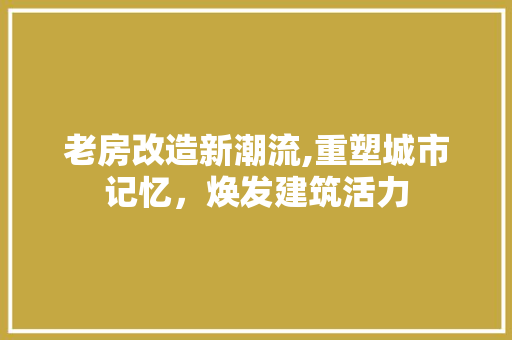 老房改造新潮流,重塑城市记忆，焕发建筑活力
