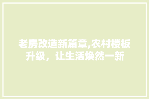 老房改造新篇章,农村楼板升级，让生活焕然一新