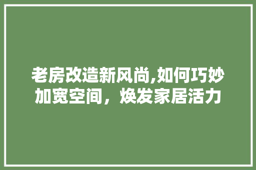 老房改造新风尚,如何巧妙加宽空间，焕发家居活力 墙体维修
