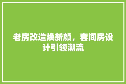 老房改造焕新颜，套间房设计引领潮流