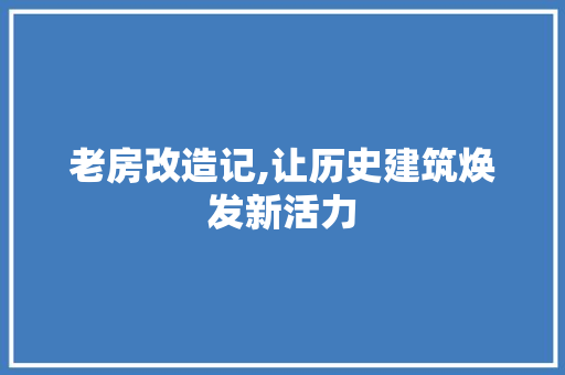 老房改造记,让历史建筑焕发新活力