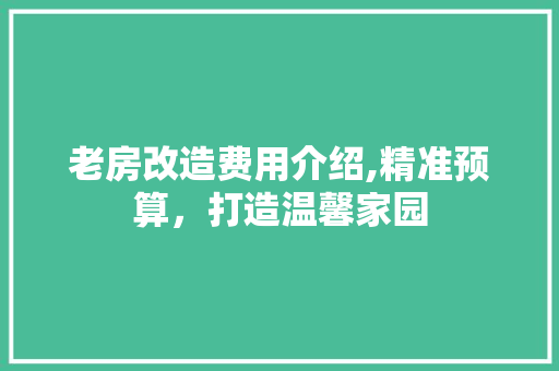 老房改造费用介绍,精准预算，打造温馨家园