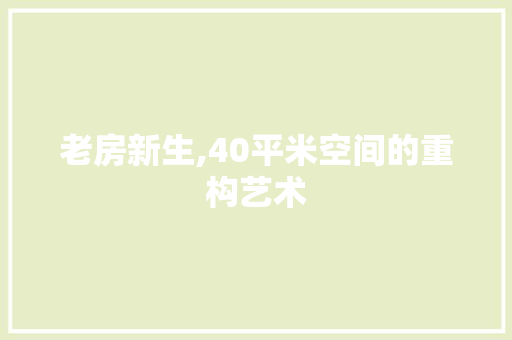 老房新生,40平米空间的重构艺术